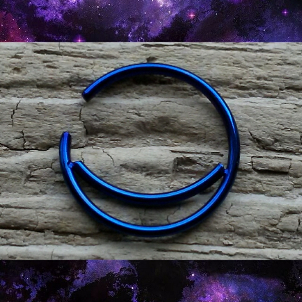 🌙💙 Crescent Moon Stainless Hoop
